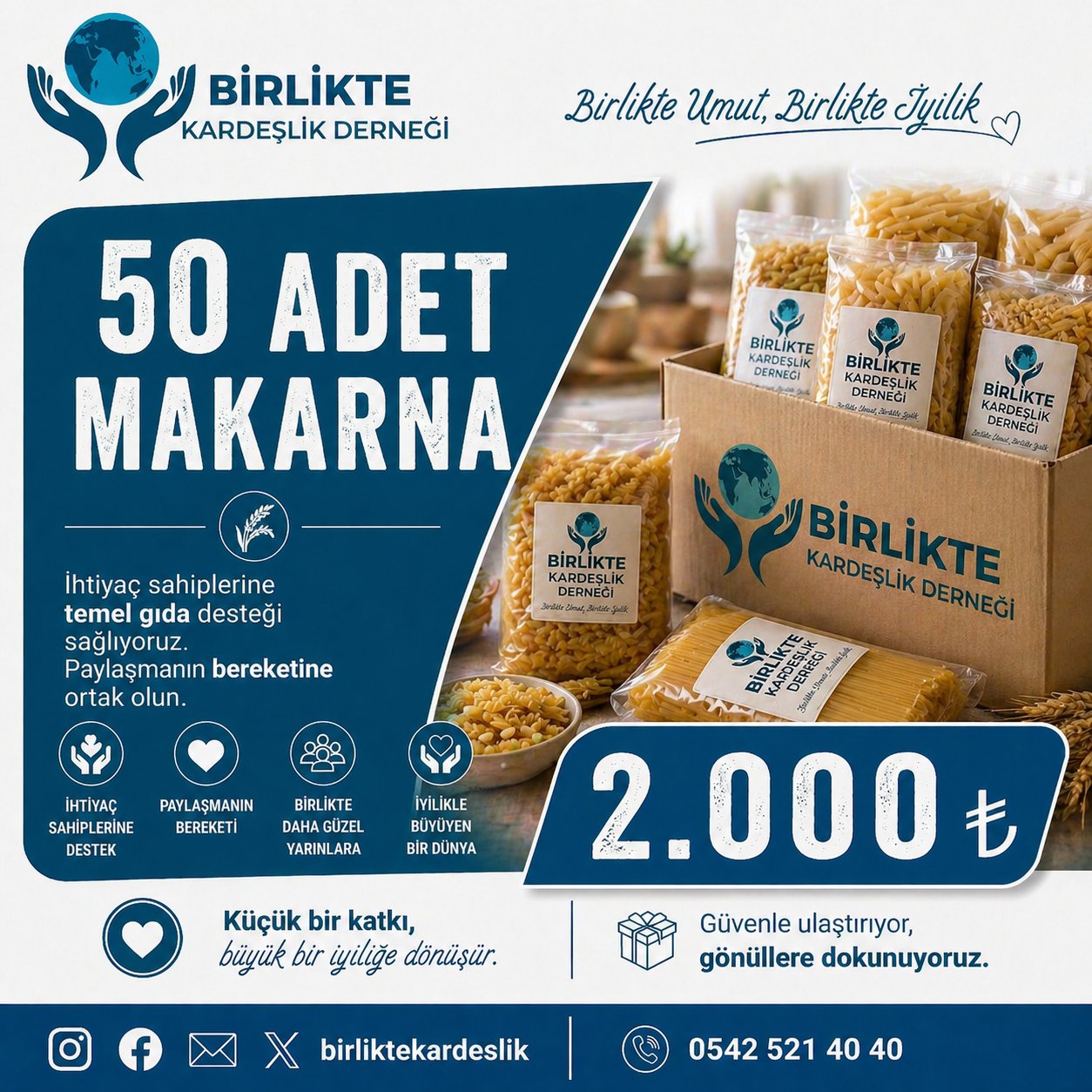Her Pakette Bir Bereket – 50 Adet Makarna Bağış Kampanyası