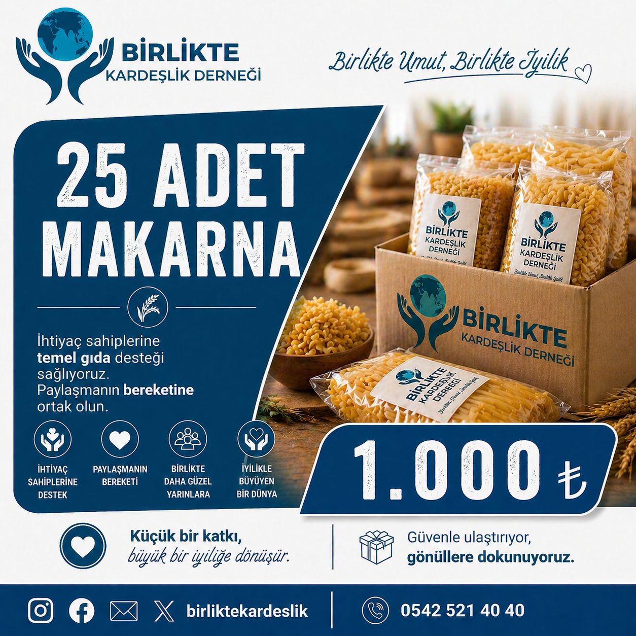 25 Pakette Yüzlerce Gülümseme – Makarna Bağış Kampanyası